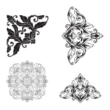 Klasik barok vektör tasarımı için vintage öğeler kümesi. Dekoratif eleman telkari vektör hat. Sen-ebilmek kullanma için tebrik kartı ve lazer kesim düğün dekorasyon.