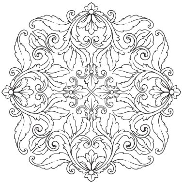 Border and Frame with baroque style. Ornament elements for your design. Black and white color. Floral engraving decoration for postcards or invitations for social media.