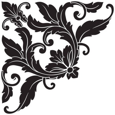 Border and Frame with baroque style. Ornament elements for your design. Black and white color. Floral engraving decoration for postcards or invitations for social media.