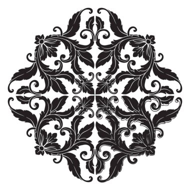 Border and Frame with baroque style. Ornament elements for your design. Black and white color. Floral engraving decoration for postcards or invitations for social media.