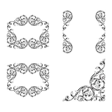 Klasik barok vektör tasarımı için vintage öğeler kümesi. Dekoratif eleman telkari vektör hat. Sen-ebilmek kullanma için tebrik kartı ve lazer kesim düğün dekorasyon.