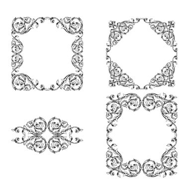 Klasik barok vektör tasarımı için vintage öğeler kümesi. Dekoratif eleman telkari vektör hat. Sen-ebilmek kullanma için tebrik kartı ve lazer kesim düğün dekorasyon.