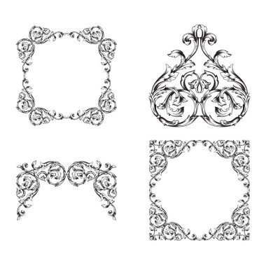 Klasik barok vektör tasarımı için vintage öğeler kümesi. Dekoratif eleman telkari vektör hat. Sen-ebilmek kullanma için tebrik kartı ve lazer kesim düğün dekorasyon.