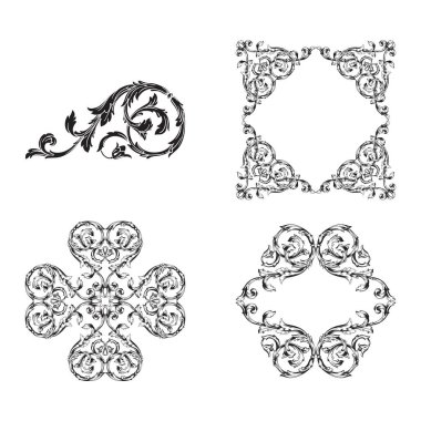 Klasik barok vektör tasarımı için vintage öğeler kümesi. Dekoratif eleman telkari vektör hat. Sen-ebilmek kullanma için tebrik kartı ve lazer kesim düğün dekorasyon.