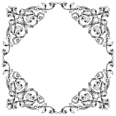 Klasik barok vektör tasarımı için vintage öğeler kümesi. Dekoratif eleman telkari vektör hat. Sen-ebilmek kullanma için tebrik kartı ve lazer kesim düğün dekorasyon.