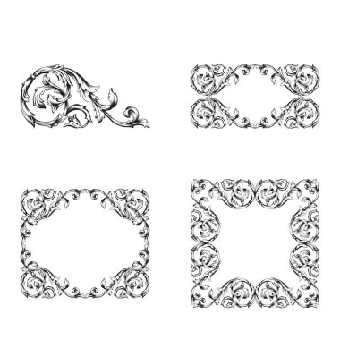 Tasarım ve vektör illüstrasyonları için klasik barok vektör kümesi