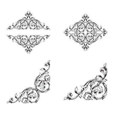 Tasarım ve vektör illüstrasyonları için klasik barok vektör kümesi
