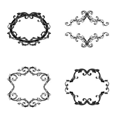 Tasarım ve vektör illüstrasyonları için klasik barok vektör kümesi