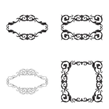 Tasarım ve vektör illüstrasyonları için klasik barok vektör kümesi