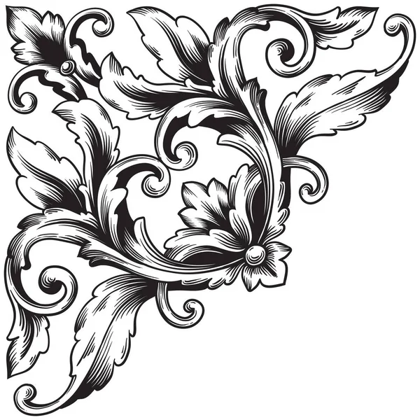 Border Frame Baroque Style Ornament Elements Your Design Black White - Stok Vektor