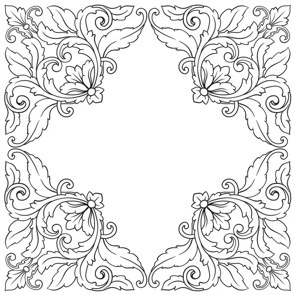 Border Frame Baroque Style Ornament Elements Your Design Black White —  Vetores de Stock