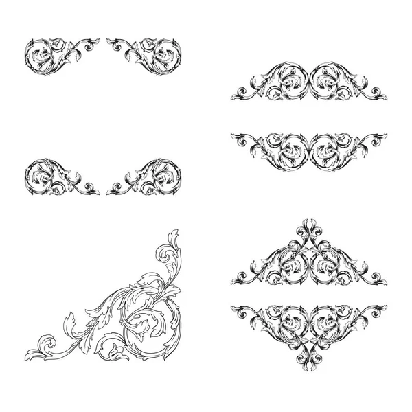 Classical Baroque Vector Set Vintage Elements Design Vector Illustration — Stock Vector