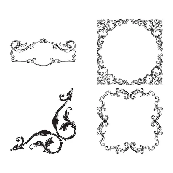 Ensemble Classique Baroque Vectoriel Éléments Vintage Pour Design Illustration Vectorielle — Image vectorielle