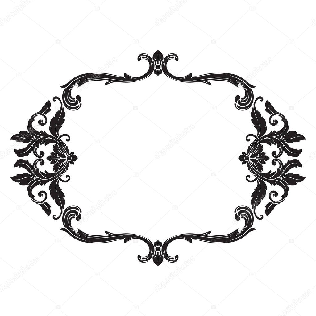 Classical baroque frame for design, vector illustration