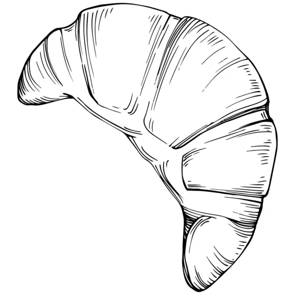 Ilustrasi Gambar Tangan Croissant - Stok Vektor