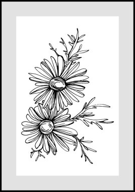 Moda renklerinde çağdaş sanat çiçekli posterler. Soyut el çiçekleri, geometrik elementleri ve vuruşları, yaprakları ve çiçekleri çizer. 