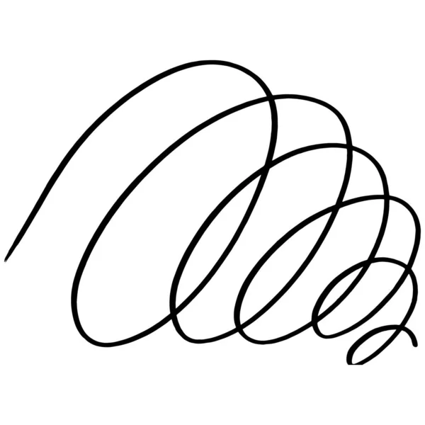 Swirl Hand Draw Ornament Stroke Black White Clip Art Isolated — Stock Vector