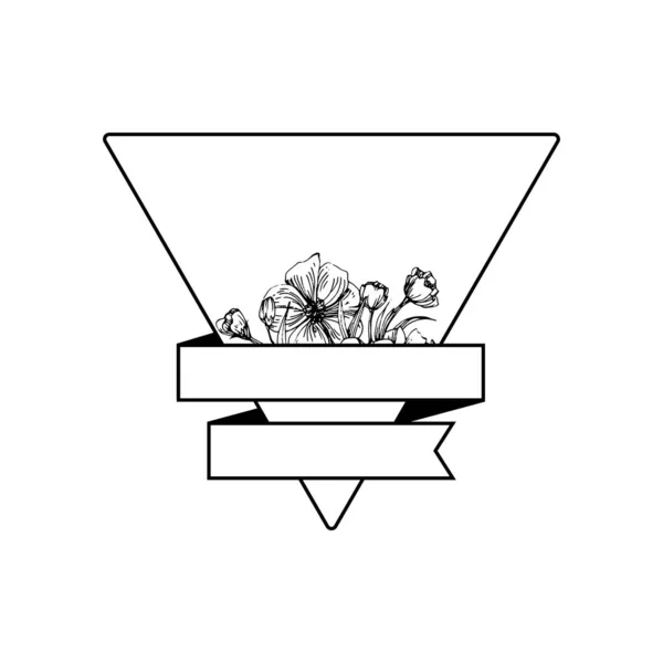 Handgezeichnetes Sakura Florales Logo Rahmen Rand Promo Element Vorlage Für — Stockvektor