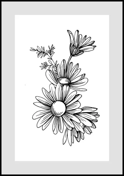 Współczesna Sztuka Plakaty Kwiatowe Modnych Kolorach Abstrakcyjne Ręcznie Rysowanie Kwiatów — Wektor stockowy