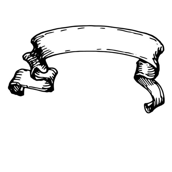 Ročník Ribbon Banner Ručně Kreslené Ilustrace Retro Rytém Stylu Retro — Stockový vektor