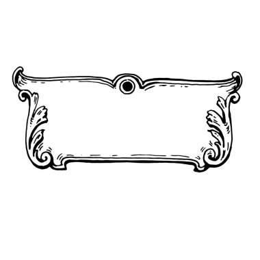 Vintage Ribbon Banner el yazısı, klasik oymalı resimle çizilmiş. Retro beyaz arka planda izole edildi. Tebrik kartları, pankartlar, davetiyeler için tasarım ögeleri.