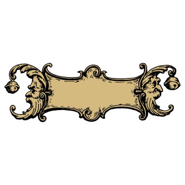 Vintage Ribbon Banner el yazısı, klasik oymalı resimle çizilmiş. Retro beyaz arka planda izole edildi. Tebrik kartları, pankartlar, davetiyeler için tasarım ögeleri.