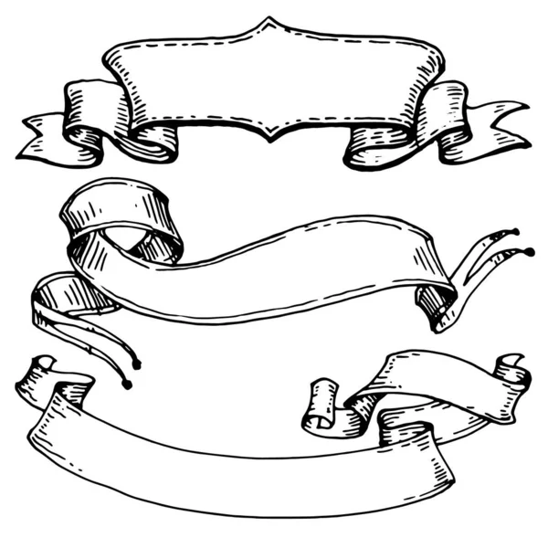 Ročník Ribbon Banner Ručně Kreslené Ilustrace Retro Rytém Stylu Retro — Stockový vektor