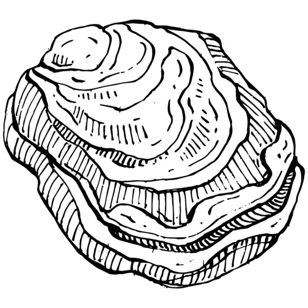 Ostriche Vettore Con Incisione Stile Illustrazione Del Logo Emblema Menu — Vettoriale Stock