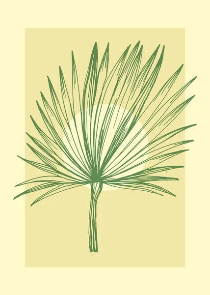 Ботаническое Настенное Искусство Тропической Иллюстрации Рисунок Листвы Ретро Абстрактной Формой — стоковый вектор