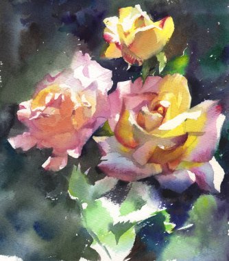 Çiçekler suluboya illüstrasyon. Hassas bir buket. Poster tasarımı için resim, kart, tuval üzerine baskı için davetiye. Yüksek kaliteli illüstrasyon