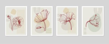 Botanik duvar sanatı tropikal illüstrasyon. Eski moda ve soyut şekilli yaprak çizimi. Grunge Bitki Sanat Tasarımı baskı, kapak, duvar kağıdı, Asgari ve doğal duvar sanatı.