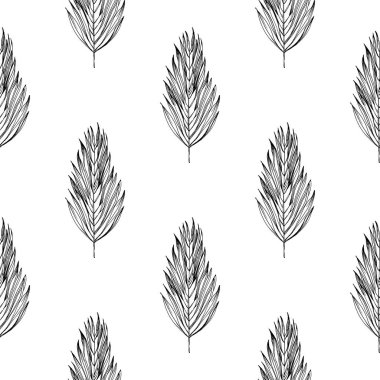 Tropik çiçekler. İşlenmiş mürekkep sanatı. Siyah arka planda kusursuz desen. Kumaş duvar kağıdı baskı dokusu. Vektör.