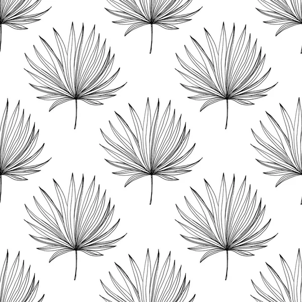 Tropické Květiny Ryté Inkoustem Bezproblémový Vzor Černém Pozadí Textilní Tapety — Stockový vektor