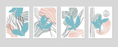 Jojoba Soyut El Boyalı Resimleri Duvar Dekorasyonu, Kartpostal, Sosyal Medya Afişi, Broşür Kapak Tasarımı Özgeçmişi. Modern Soyut Boyama Sanatı. Vektör Deseni