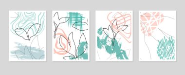 Jojoba Soyut El Boyalı Resimleri Duvar Dekorasyonu, Kartpostal, Sosyal Medya Afişi, Broşür Kapak Tasarımı Özgeçmişi. Modern Soyut Boyama Sanatı. Vektör Deseni