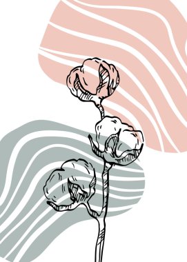 Cotton Soyut El Boyalı Resimleri Duvar Dekorasyonu, Kartpostal, Sosyal Medya Afişi, Broşür Kapak Tasarımı Özgeçmişi. Modern Soyut Boyama Sanatı. Vektör Deseni