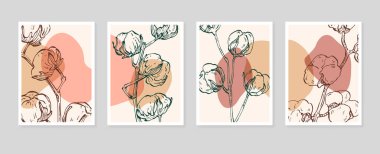 Cotton Soyut El Boyalı Resimleri Duvar Dekorasyonu, Kartpostal, Sosyal Medya Afişi, Broşür Kapak Tasarımı Özgeçmişi. Modern Soyut Boyama Sanatı. Vektör Deseni