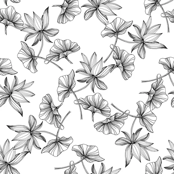 Modello Fiore Loto Wildflower Uno Stile Una Linea Schema Della — Vettoriale Stock