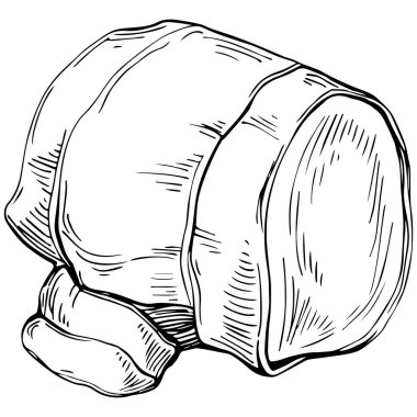 Elle çizilmiş siyah-beyaz zencefil kökü çizimi