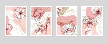 Poppy Soyut El Boyalı Resimleri Duvar Dekorasyonu, Kartpostal, Sosyal Medya Afişi, Broşür Kapağı Tasarım Arkaplanı. Modern Soyut Boyama Sanatı. Vektör Deseni