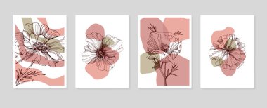 Poppy Soyut El Boyalı Resimleri Duvar Dekorasyonu, Kartpostal, Sosyal Medya Afişi, Broşür Kapağı Tasarım Arkaplanı. Modern Soyut Boyama Sanatı. Vektör Deseni