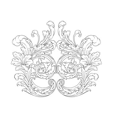 Dekoratif Barok Süsleme ögesi, vektör illüstrasyonu