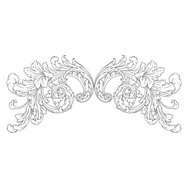 Dekoratif Barok Süsleme ögesi, vektör illüstrasyonu
