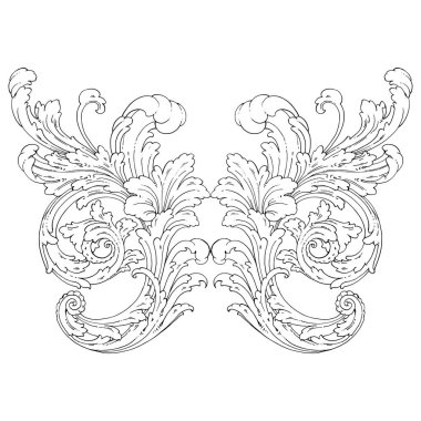 Dekoratif Barok Süsleme ögesi, vektör illüstrasyonu