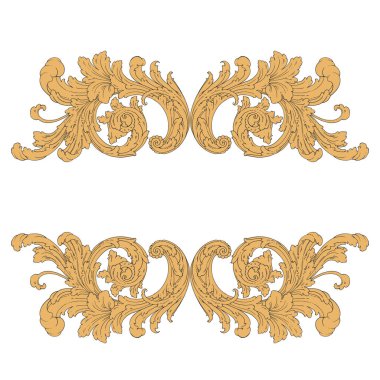 Dekoratif Barok Süsleme ögesi, vektör illüstrasyonu