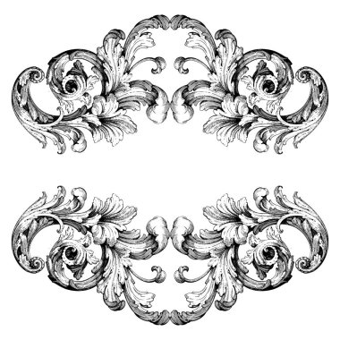 Dekoratif Barok Süsleme ögesi, vektör illüstrasyonu