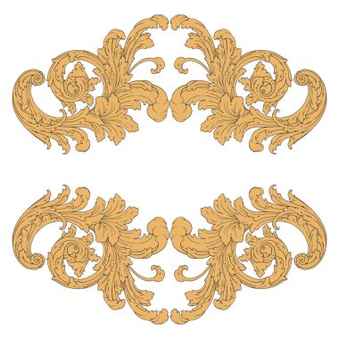 Dekoratif Barok Süsleme ögesi, vektör illüstrasyonu