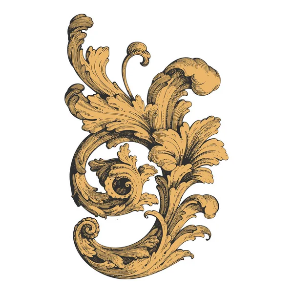 Decorative Baroque Ornament Element Vector Illustration — Vector de stock