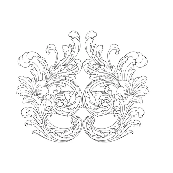 Decorative Baroque Ornament Element Vector Illustration — 스톡 벡터