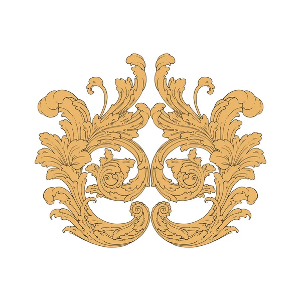 Decorative Baroque Ornament Element Vector Illustration — Vetor de Stock